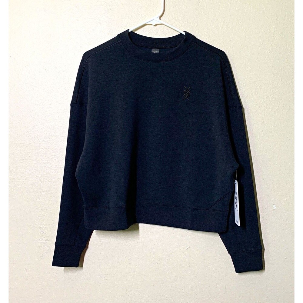 Rhone DreamGlow Crewneck XS Pure Black Heather Sweatshirt NWT